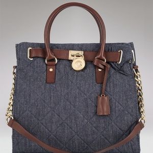 Michael Kors Denim Quilted Handbag w/ lock & key